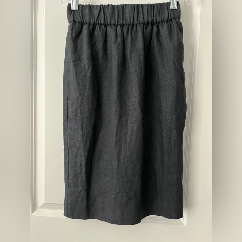 Jcrew Black Linen Pull on Skirt NWT